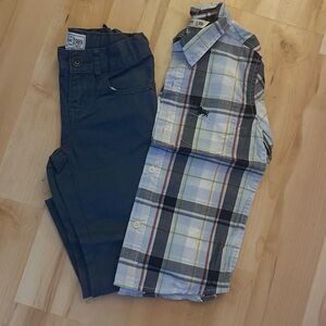 Boys dress shirt and jeans outfit.